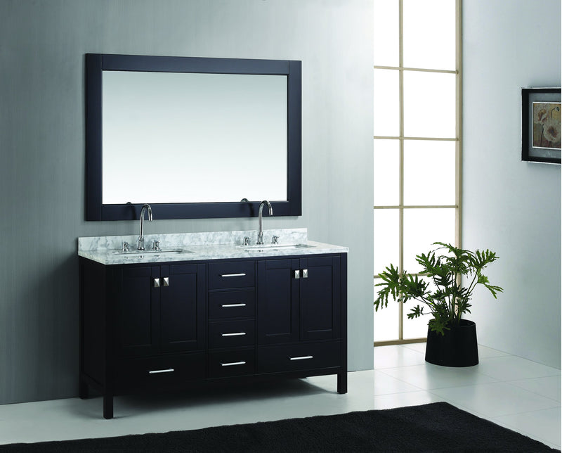 Design Element London 61" Double Sink Vanity Set in Espresso Finish