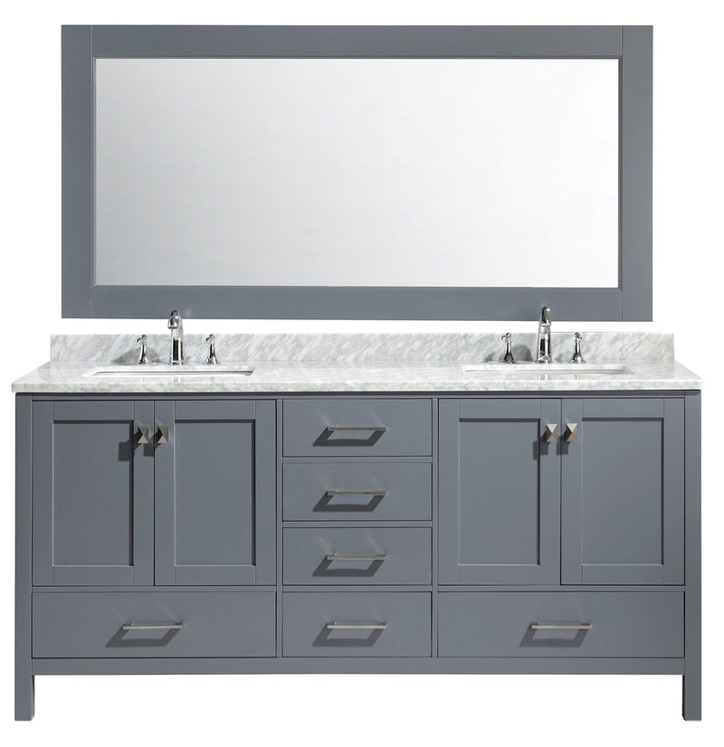 Design Element London 72" Double Sink Vanity Set in Gray Finish