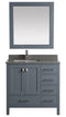 Design Element London 36" Vanity in Gray with Quartz Vanity Top in Gray with White Basin and Mirror