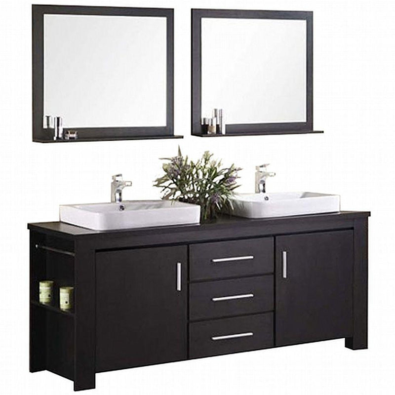 Design Element Washington 72" Double Sink Vanity Set in Espresso