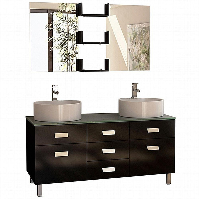 Design Element Wellington 55" Double Sink Vanity Set in Espresso