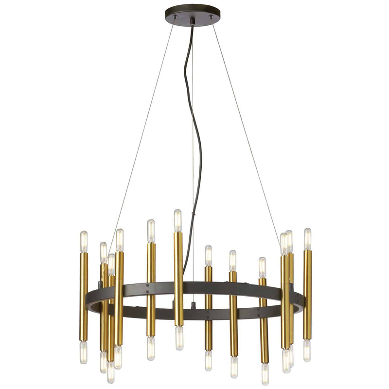 Dainolite 24 Light Incandescent Chandelier Matte Black and Aged Brass Finish DER-2424C-MB-AGB