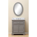 Water Creation 30" Cashmere Gray Single Sink Bathroom Vanity with Matching Framed Mirror and Faucet From The Derby Collection DE30CW01CG-O24BX0901