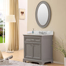 Water Creation 30" Cashmere Gray Single Sink Bathroom Vanity with Matching Framed Mirror and Faucet From The Derby Collection DE30CW01CG-O24BX0901