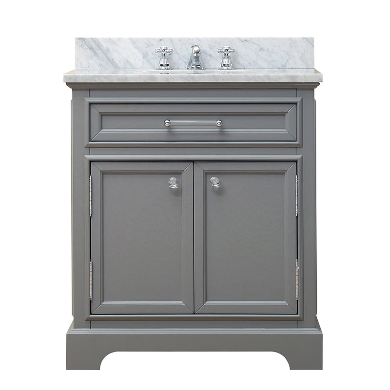 Water Creation 30" Cashmere Gray Single Sink Bathroom Vanity with Faucet From The Derby Collection DE30CW01CG-000BX0901