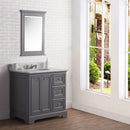 Water Creation 36" Wide Cashmere Gray Single Sink Carrara Marble Bathroom Vanity with Matching Mirror From The Derby Collection DE36CW01CG-B24000000