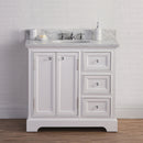 Water Creation 36" Wide Pure White Single Sink Carrara Marble Bathroom Vanity with Faucets From The Derby Collection DE36CW01PW-000BX0901