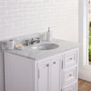 Water Creation 36" Wide Pure White Single Sink Carrara Marble Bathroom Vanity with Matching Mirror From The Derby Collection DE36CW01PW-B24000000