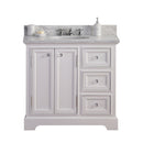 Water Creation 36" Wide Pure White Single Sink Carrara Marble Bathroom Vanity From The Derby Collection DE36CW01PW-000000000