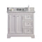 Water Creation 36" Wide Pure White Single Sink Carrara Marble Bathroom Vanity with Faucets From The Derby Collection DE36CW01PW-000BX0901