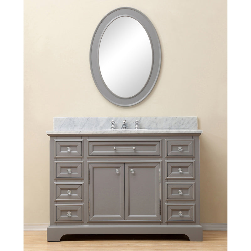 Water Creation 48" Cashmere Gray Single Sink Bathroom Vanity with Matching Framed Mirror From The Derby Collection DE48CW01CG-O24000000