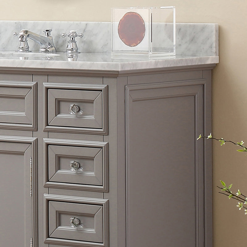 Water Creation 48" Cashmere Gray Single Sink Bathroom Vanity with Faucet From The Derby Collection DE48CW01CG-000BX0901