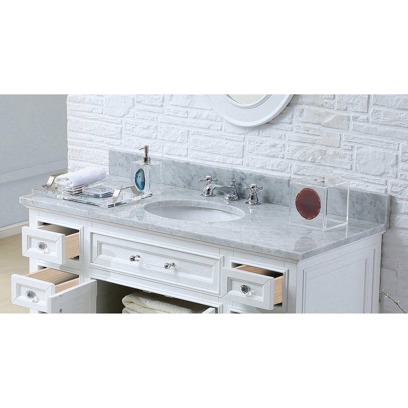 Water Creation 48" Pure White Single Sink Bathroom Vanity From The Derby Collection DE48CW01PW-000000000