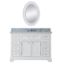 Water Creation 48" Pure White Single Sink Bathroom Vanity with Matching Framed Mirror and Faucet From The Derby Collection DE48CW01PW-O24BX0901