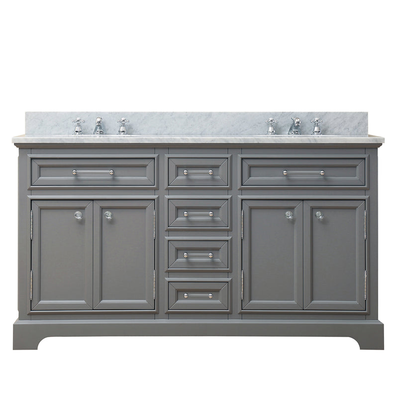 Water Creation 60" Cashmere Gray Double Sink Bathroom Vanity with Faucet From The Derby Collection DE60CW01CG-000BX0901