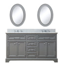 Water Creation 60" Cashmere Gray Double Sink Bathroom Vanity with Matching Framed Mirrors and Faucets From The Derby Collection DE60CW01CG-O21BX0901