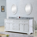 Water Creation 60" Pure White Double Sink Bathroom Vanity with Matching Framed Mirrors and Faucets From The Derby Collection DE60CW01PW-O21BX0901