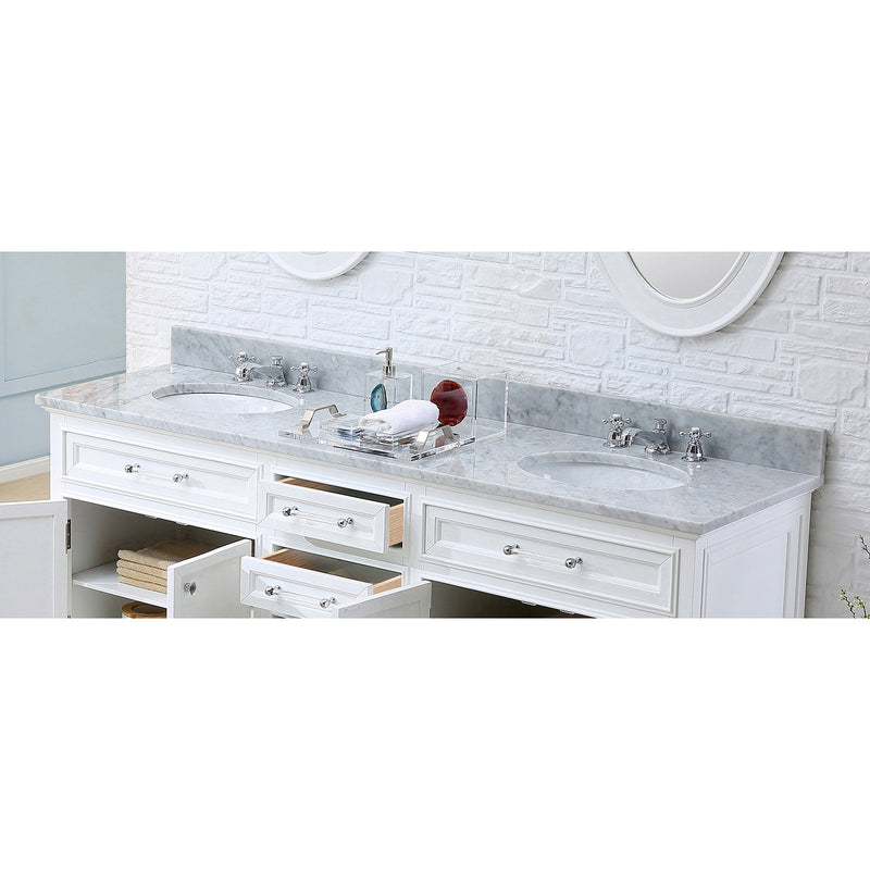 Water Creation 60" Pure White Double Sink Bathroom Vanity with Matching Framed Mirrors From The Derby Collection DE60CW01PW-O21000000