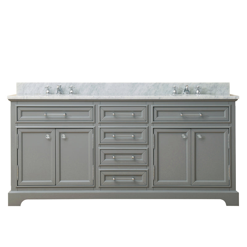 Water Creation 72" Cashmere Gray Double Sink Bathroom Vanity From The Derby Collection DE72CW01CG-000000000