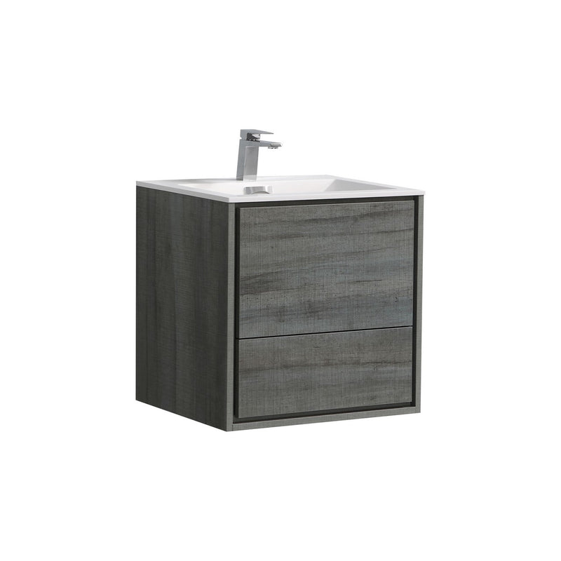 KubeBath DeLusso 24" Ocean Gray Wall Mount Modern Bathroom Vanity DL24-BE