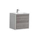 KubeBath DeLusso 24" Ash Gray Wall Mount Modern Bathroom Vanity DL24-HGASH