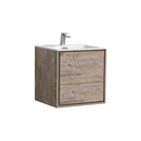 KubeBath DeLusso 24" Nature Wood Wall Mount Modern Bathroom Vanity DL24-NW