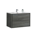 KubeBath DeLusso 36" Ocean Gray Wall Mount Modern Bathroom Vanity DL36-BE