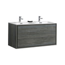 KubeBath DeLusso 48" Double Sink Ocean Gray Wall Mount Modern Bathroom Vanity DL48D-BE