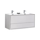 KubeBath DeLusso 48" Double Sink High Glossy White Wall Mount Modern Bathroom Vanity DL48D-GW