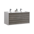 KubeBath DeLusso 48" Double Sink Ash Gray Wall Mount Modern Bathroom Vanity DL48D-HGASH