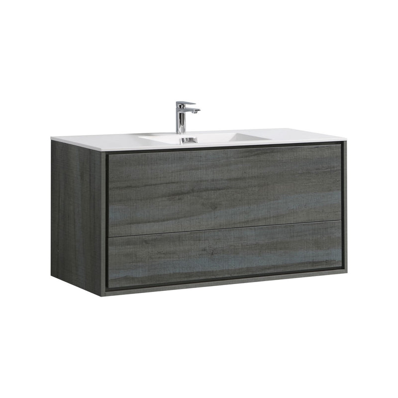 KubeBath DeLusso 48" Single Sink Ocean Gray Wall Mount Modern Bathroom Vanity DL48S-BE