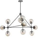 Dainolite 10 Light Chandelier Triangular with Cognac Glass Bk DMI-4410C-BK