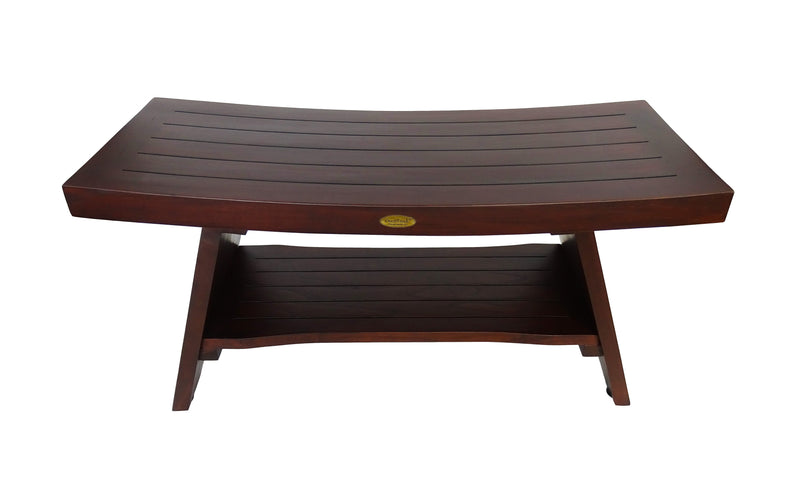 DecoTeak Serenity 35" Eastern Style Teak Shower Bench with Shelf