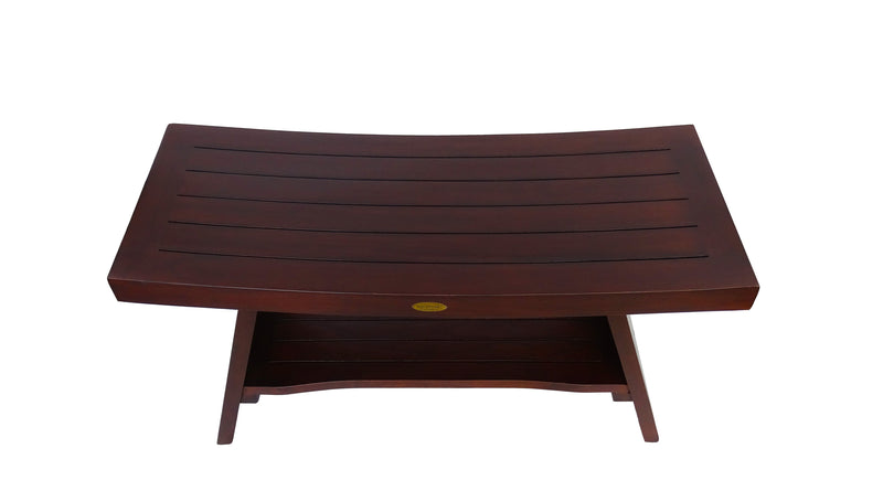 DecoTeak Serenity 35" Eastern Style Teak Shower Bench with Shelf