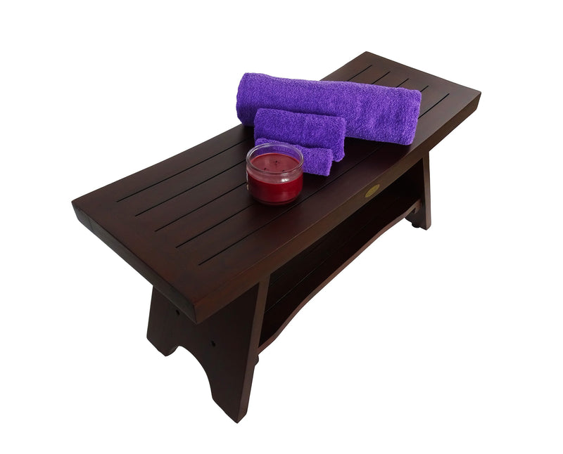 DecoTeak Serenity 35" Eastern Style Teak Shower Bench with Shelf DT103