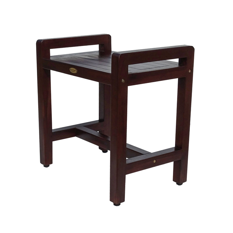 DecoTeak Eleganto 20" Ergonomic Teak Shower Stool with LiftAid Arms