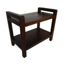 DecoTeak Classic 24" Ergonomic Teak Shower Stool with LiftAid Arms and Shelf DT108