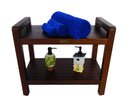 DecoTeak Classic 24" Ergonomic Teak Shower Stool with LiftAid Arms and Shelf DT108