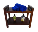 DecoTeak Eleganto 24" Ergonomic Teak Shower Stool with LiftAid Arms and Shelf