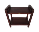 DecoTeak Eleganto 24" Extended Height Ergonomic Teak Shower Stool with LiftAid Arms and Shelf