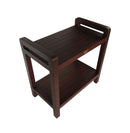 DecoTeak Eleganto 24" Extended Height Ergonomic Teak Shower Stool with LiftAid Arms and Shelf