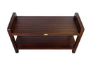 DecoTeak Eleganto 35" Extended LENGTH Ergonomic Teak Shower Stool with LiftAid Arms and Shelf