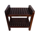 DecoTeak Espalier 20" Teak Lattice Shower Bench with Shelf and LiftAide Arms DT112