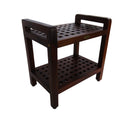 DecoTeak Espalier 20" Teak Lattice Shower Bench with Shelf and LiftAide Arms DT112