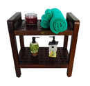 DecoTeak Espalier 20" Teak Lattice Shower Bench with Shelf and LiftAide Arms