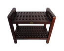 DecoTeak Espalier 24" Teak Lattice Shower Bench with Shelf and LiftAide Arms