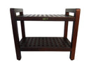 DecoTeak Espalier 24" Teak Lattice Shower Bench with Shelf and LiftAide Arms