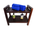 DecoTeak Espalier 24" Teak Lattice Shower Bench with Shelf and LiftAide Arms DT113