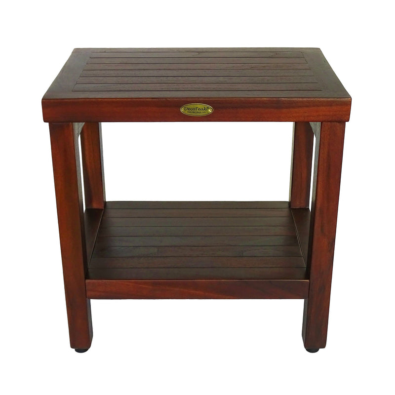 DecoTeak Eleganto 18" Teak Shower Bench with Shelf