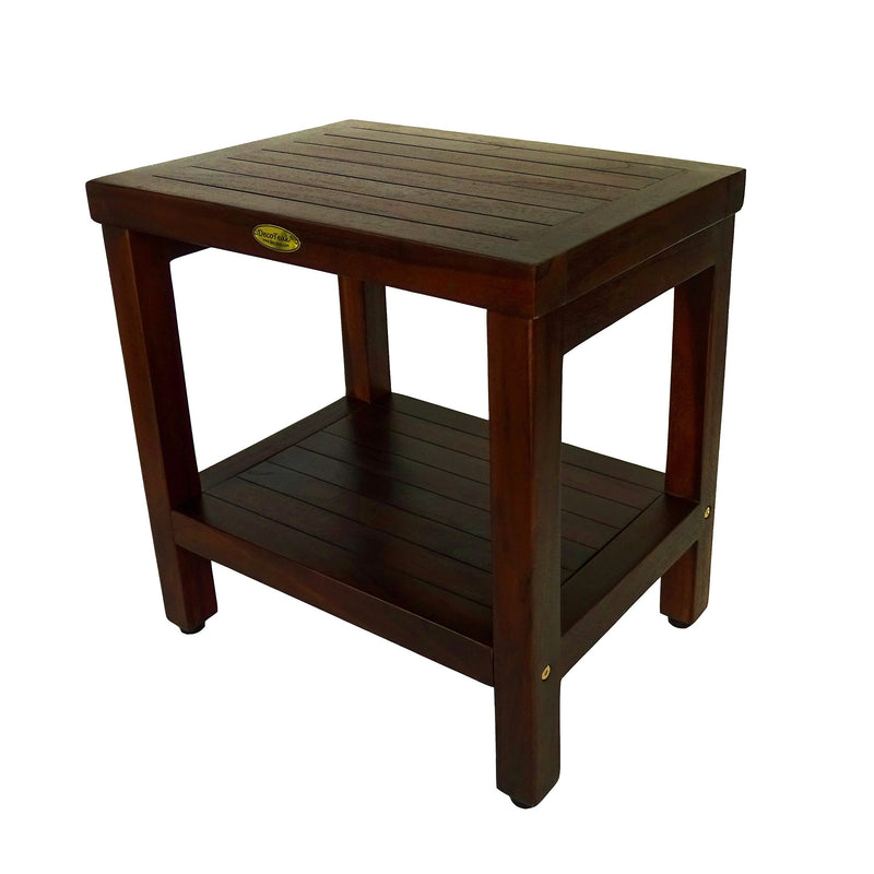 DecoTeak Eleganto 18" Teak Shower Bench with Shelf